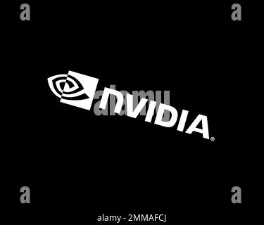 NVIDIA, pivoté, fond noir, logo, marque Banque D'Images