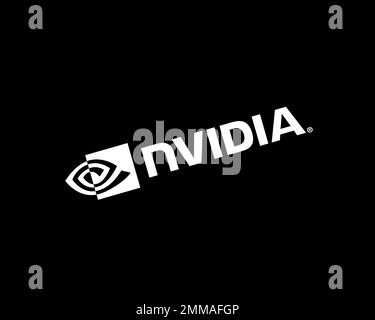 NVIDIA, pivoté, fond noir, logo, marque Banque D'Images