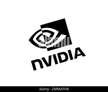 NVIDIA vertical Noir, pivoté, blanc arrière-plan, logo, marque Banque D'Images