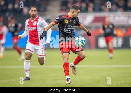 ROTTERDAM, PAYS-BAS - JANVIER 29 : Marouan Azarkan de l'Excelsior Rotterdam lors du match néerlandais entre l'Excelsior Rotterdam et Ajax au stade Van Donge & de Roo sur 29 janvier 2022 à Rotterdam, pays-Bas (photo de Peter van der Klooster/Alay Live News) Banque D'Images