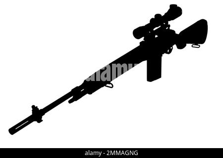 Silhouette noire de fusil de sniper à base de M14 Banque D'Images