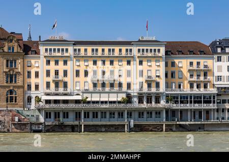 Hôtel de luxe les trois Rois sur les rives du Rhin, du Rhin, de Bâle, du canton de Bâle-ville, Suisse Banque D'Images