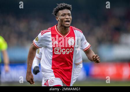 ROTTERDAM, PAYS-BAS - JANVIER 29 : Mohammed Kudus d'Ajax célèbre son but lors du match néerlandais entre l'Excelsior Rotterdam et Ajax au stade Van Donge & de Roo sur 29 janvier 2022 à Rotterdam, pays-Bas (photo de Peter van der Klooster/Alay Live News) Banque D'Images