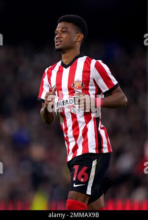 Amad Diallo de Sunderland lors du quatrième tour de la coupe Emirates FA à Craven Cottage, Londres. Date de la photo: Samedi 28 janvier 2023. Banque D'Images