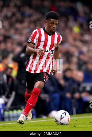 Amad Diallo de Sunderland lors du quatrième tour de la coupe Emirates FA à Craven Cottage, Londres. Date de la photo: Samedi 28 janvier 2023. Banque D'Images