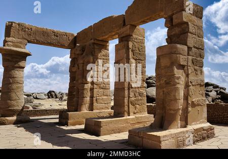 Le temple de Gerf Hussein (Égypte) est un temple dédié au pharaon Ramses II, construit par le vice-roi de Nubie en l'honneur du célèbre Pharaon Banque D'Images