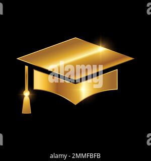 Illustration vectorielle de l'enseigne Creative Luxury Gradation Cap sur fond noir avec effet brillant doré Illustration de Vecteur