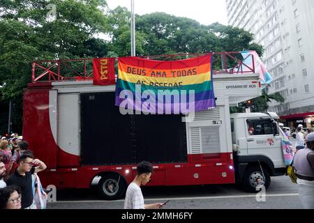 Sao Paulo, Brésil. 29th janvier 2023. Mars à la célébration de la Journée mondiale de la visibilité transgenre à São Paulo crédit: Benedicto Faga/Alamy Live News crédit: Benedicto Faga/Alamy Live News Banque D'Images