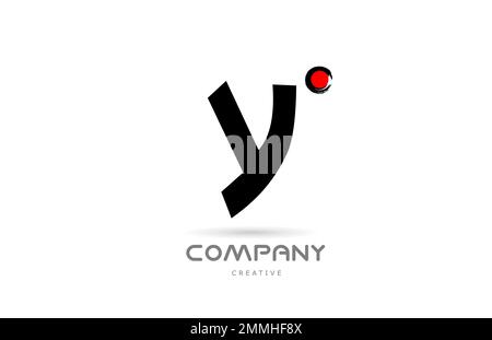 Logo en forme d'icône lettre y noir et blanc avec lettrage de style japonais. Modèle créatif pour l'entreprise et l'entreprise avec point rouge Illustration de Vecteur