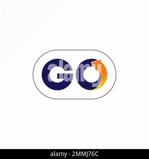 Police unique lettre ou mot GO sans serif avec flèche comme soleil image graphique icône logo design abstrait concept vecteur stock initial ou monogramme Illustration de Vecteur