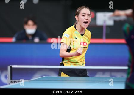 Tokyo, Japon. 28th janvier 2023. Kasumi Ishikawa tennis de table : tous les championnats japonais de tennis de table 2023 les femmes célibataires quart-finale au Tokyo Metropolitan Gymnasium à Tokyo, Japon . Credit: Yohei Osada/AFLO SPORT/Alay Live News Banque D'Images