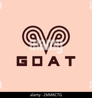 Brebis chèvre cornes idée logo design vecteur icône illustration. Logos du symbole du zodiaque Aries Illustration de Vecteur