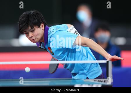 Tokyo, Japon. 28th janvier 2023. Yuta Tanaka tennis de table : tous les championnats japonais de tennis de table 2023 les célibataires hommes quart-finale au Tokyo Metropolitan Gymnasium à Tokyo, Japon . Credit: Yohei Osada/AFLO SPORT/Alay Live News Banque D'Images