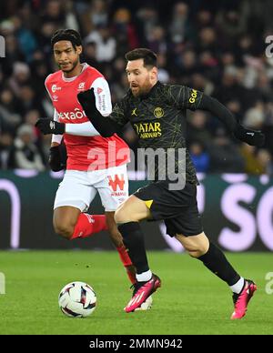 Paris, France. 29th janvier 2023. Lionel Messi du PSG lors de la Ligue 1 Uber mange Paris Saint-Germain v Stade de Reims match de football au Parc des Princes sur 29 janvier 2023 à Paris, France. Photo de Christian Liewig/ABACAPRESS.COM crédit: Abaca Press/Alay Live News Banque D'Images