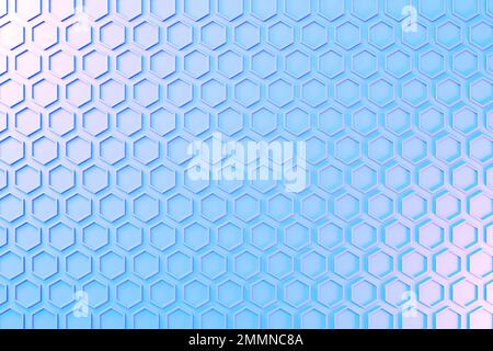 3d illustration d'un nid d'abeille bleu. Motif de formes géométriques hexagonales simples, arrière-plan en mosaïque. Banque D'Images
