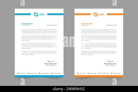 Design professionnel et créatif en-tête pour les entreprises. Modèle de papier à en-tête prêt à imprimer au format A4 Illustration de Vecteur