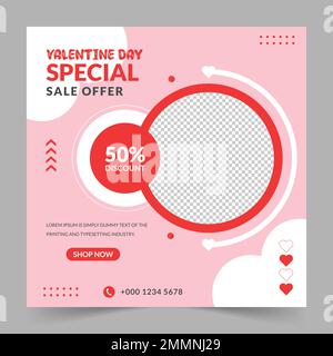 Affiche de vente spéciale de Saint-Valentin, publication de médias sociaux de Saint-Valentin et modèle de bannière Web Illustration de Vecteur