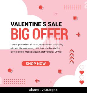 Affiche de vente spéciale de Saint-Valentin, publication de médias sociaux de Saint-Valentin et modèle de bannière Web Illustration de Vecteur