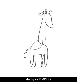 Girafe une ligne dessinant sur fond blanc Illustration de Vecteur