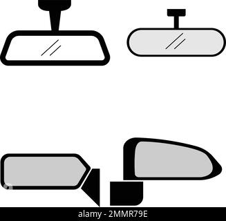 icône de rétroviseur dans un cadre noir isolé sur fond blanc Illustration de Vecteur