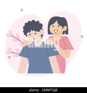 Concept de la Saint-Valentin situations de personnes isolées. Collection de scènes avec des personnes célébrant des vacances romantiques, des couples à la date, la relation d'amour. Illustration de Vecteur