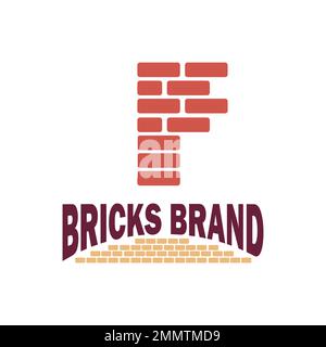 Logo de la société Brick Vector signer la lettre initiale F sur fond blanc isolé Illustration de Vecteur