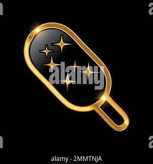 Illustration vectorielle de l'icône de la crème glacée Golden Luxury sur fond noir avec effet brillant doré Illustration de Vecteur