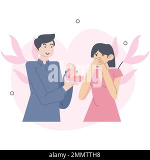 Concept de la Saint-Valentin situations de personnes isolées. Collection de scènes avec des personnes célébrant des vacances romantiques, des couples à la date, la relation d'amour. Illustration de Vecteur