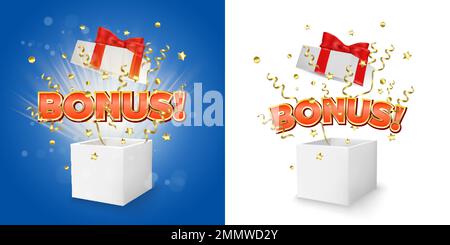 Concept de vecteur de boîte-cadeau bonus pour bannière, affiche Illustration de Vecteur