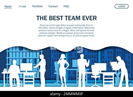 Modèle de conception de page de renvoi de site Web Office Team Vector Illustration de Vecteur