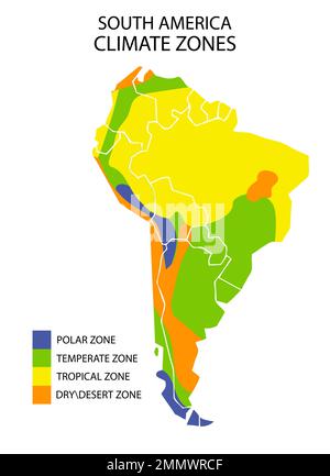 Carte des zones climatiques de l'Amérique du Sud, infographies géographiques vectorielles Illustration de Vecteur