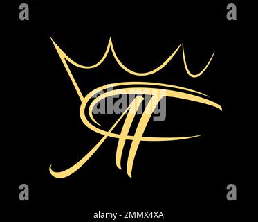 Illustration vectorielle sur fond noir du logo du monogramme Crown AF initial Illustration de Vecteur