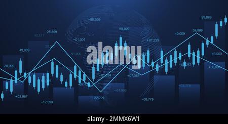 Graphique du monde des affaires ou graphique du marché boursier ou graphique du commerce de forex dans le concept graphique. Investissement financier ou tendance économique des entreprises chandelier Illustration de Vecteur