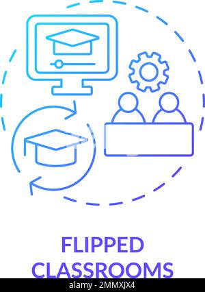 Icône de concept de gradient bleu des salles de classe basculées Illustration de Vecteur