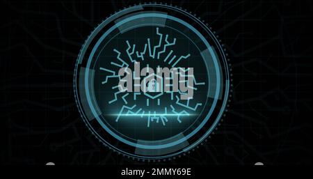 Composition de l'icône de cadenas de sécurité en ligne sur fond noir Banque D'Images