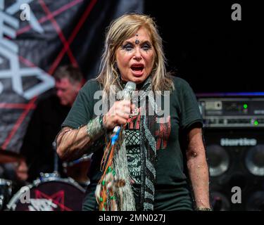 Brix Smith Start. Brix & The Extricated au Colchester Arts Centre, Essex. 18 novembre 2018 Banque D'Images