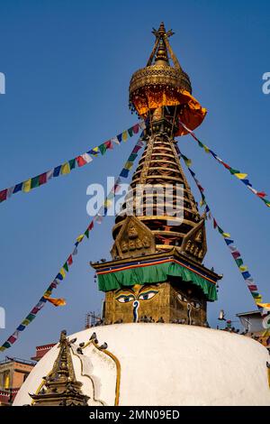 Népal, Katmandou, district de Thamel, Kathesimbhu stupa Banque D'Images