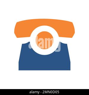Icône de scénario téléphonique bleu et orange Illustration du signe sur fond blanc isolée Illustration de Vecteur