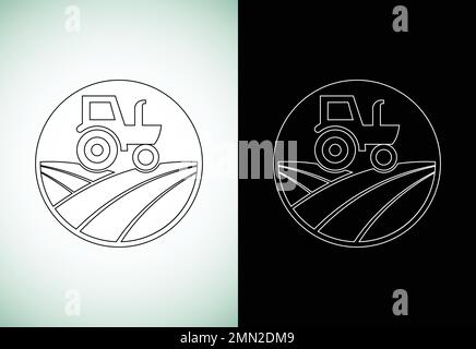 Logo de type tracteur ou ligne de ferme, adapté à toutes les entreprises liées à l'agriculture. Illustration de Vecteur