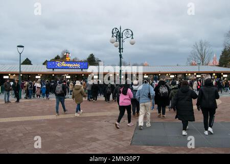 Visite de Paris, Disneyland Park en hiver, Walt Disney Paris attrition Park. Aller à Disneyland à Paris, Europe. Parcs d'attractions. Banque D'Images