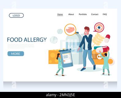 Modèle de conception de page d'accueil du site Web de vecteur d'allergie alimentaire Illustration de Vecteur