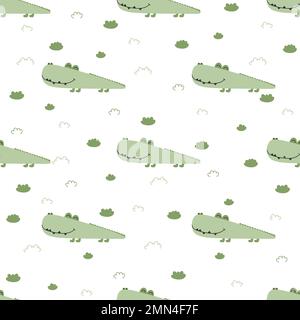 Motif sans couture et jolis crocodiles. Arrière-plan puéril. Illustration de Vecteur