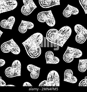 Coeurs sans coutures pour la Saint-Valentin. Crayons Saint-Valentin éléments de design. Craie blanche sur tableau noir Illustration de Vecteur