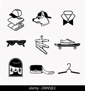 Autocollant mode clipart, logo noir et blanc design élément vecteur Illustration de Vecteur