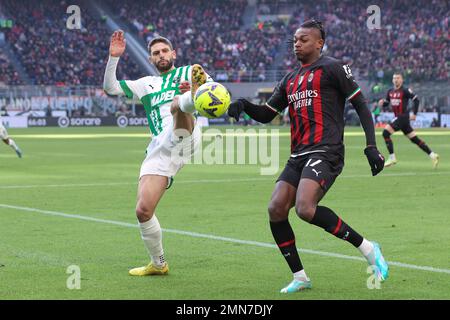 Milan, Italie. 29th janvier 2023. Italie, Milan, Jan 29 2023: Domenico Berardi (Sassuolo Striker) lutte pour le ballon dans la seconde moitié pendant le match de football AC MILAN vs SASSUOLO, Serie A Tim 2022-2023 day20 San Siro Stadium (photo de Fabrizio Andrea Bertani/Pacific Press/Sipa USA) Credit: SIPA USA/Alay Live News Banque D'Images