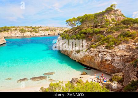 Belle plage Caló des Moro à Majorque, Iles Baléares, Espagne Banque D'Images