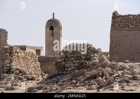 Village de pêcheurs abandonné situé à Al Jumeail, Ruwais, au nord de Doha, au Qatar. Banque D'Images