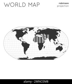 Carte du monde. Globe en projection Robinson, avec un style de lignes graticules. Illustration vectorielle moderne. Illustration de Vecteur
