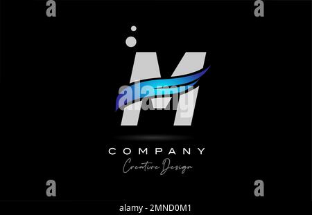 M icône de logo en forme de lettre grise avec logo Swoosh bleu. Modèle créatif pour l'entreprise et l'entreprise Illustration de Vecteur