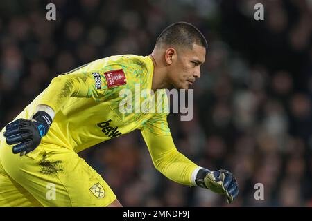 Derby, Royaume-Uni. 30th janvier 2023. Alphonse areola #13 de West Ham United pendant la coupe Emirates FA quatrième tour de match Derby County vs West Ham United au stade Pride Park, Derby, Royaume-Uni, 30th janvier 2023 (photo de Mark Cosgrove/News Images) à Derby, Royaume-Uni le 1/30/2023. (Photo de Mark Cosgrove/News Images/Sipa USA) crédit: SIPA USA/Alay Live News Banque D'Images